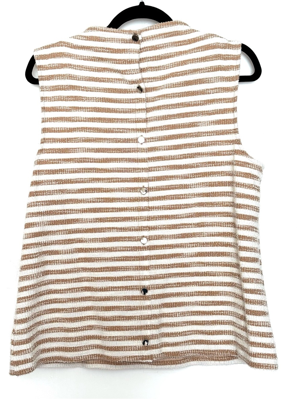 Talbots Sunset Stripe Button Detail Funnel Neck Shell Size Large - Picture 2 of 4